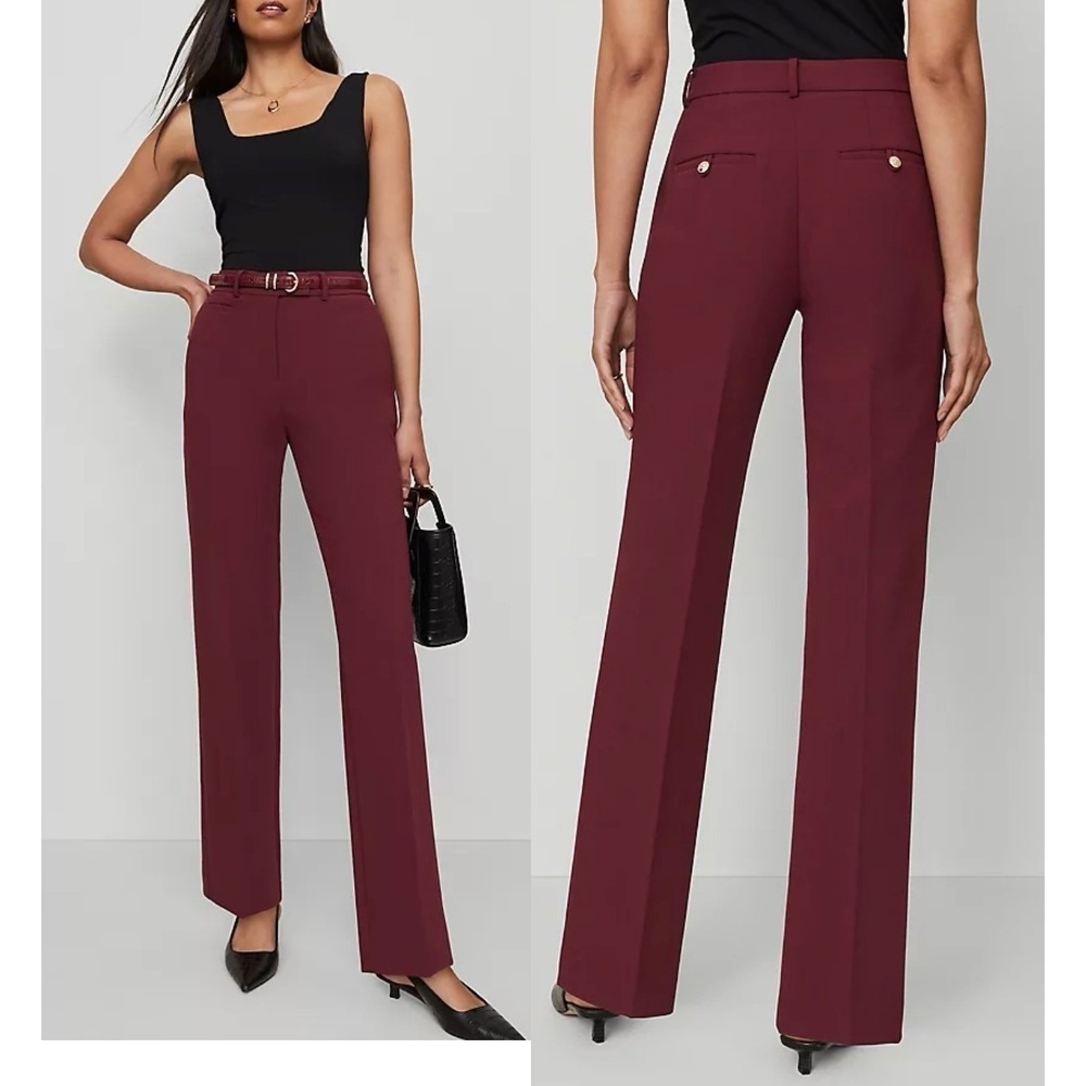 Ann Taylor Women's Straight Leg Dress Pants in Burgundy